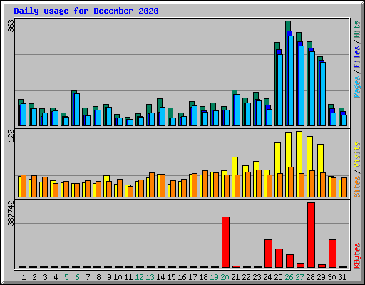 Daily usage for December 2020