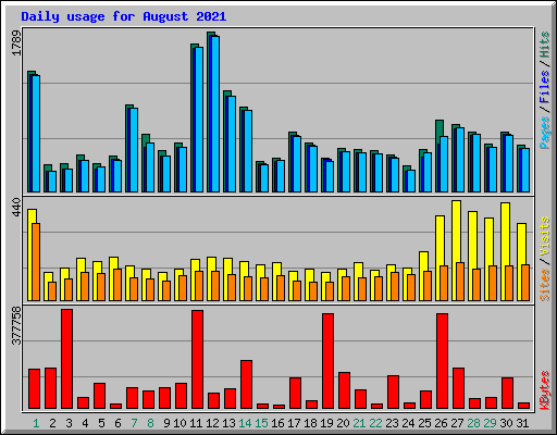 Daily usage for August 2021