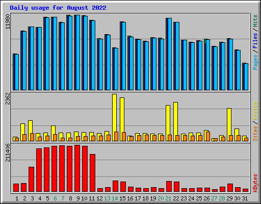 Daily usage for August 2022