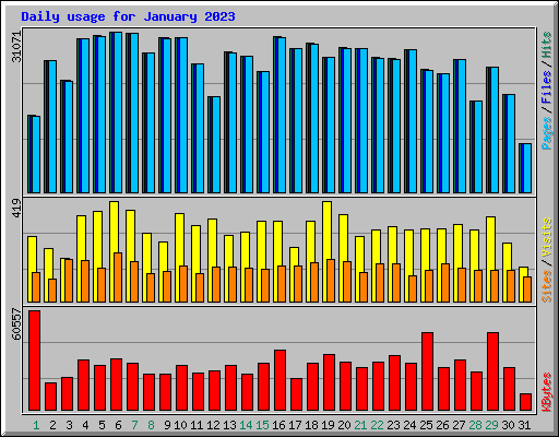 Daily usage for January 2023