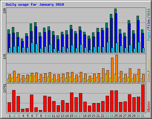 Daily usage for January 2010