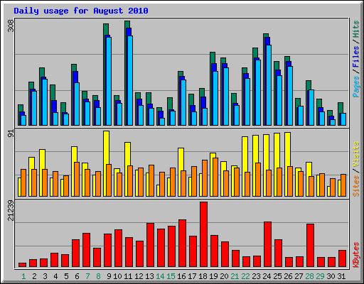 Daily usage for August 2010