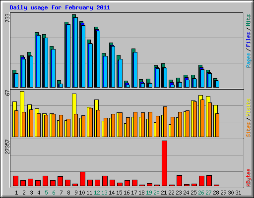 Daily usage for February 2011