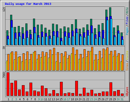 Daily usage for March 2013