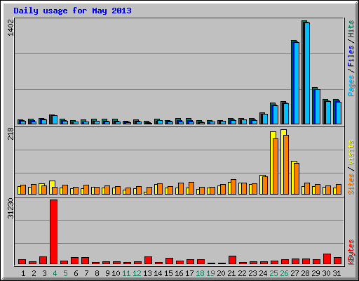 Daily usage for May 2013