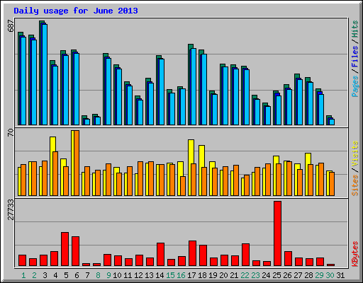 Daily usage for June 2013