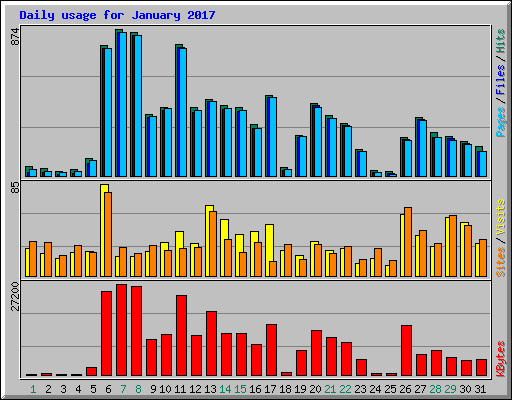 Daily usage for January 2017