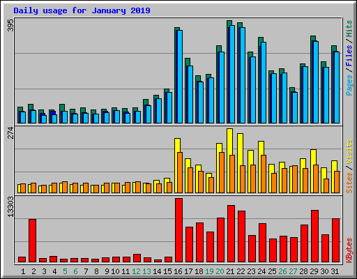 Daily usage for January 2019