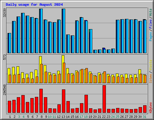 Daily usage for August 2024