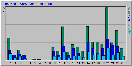 Hourly usage for July 2005