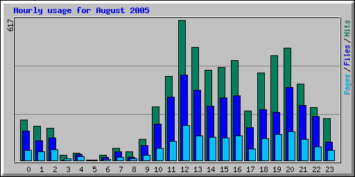 Hourly usage for August 2005