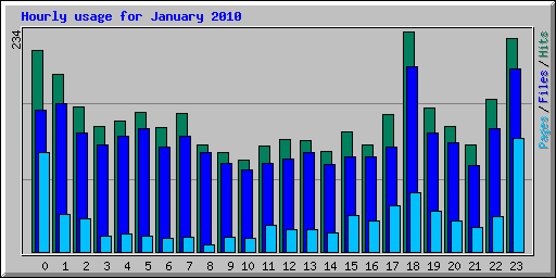 Hourly usage for January 2010