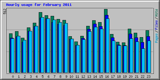 Hourly usage for February 2011